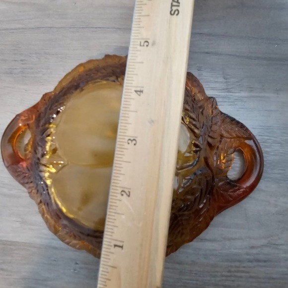 Vintage Indiana Glass Tiara Sweet Pear 2 Handled Bowl 7" Burnt Honey Amber Dish - Picture 7 of 7